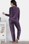 Zivame Knit Poly Velour Loungewear Set - Purple Pennat — thumbnail 4
